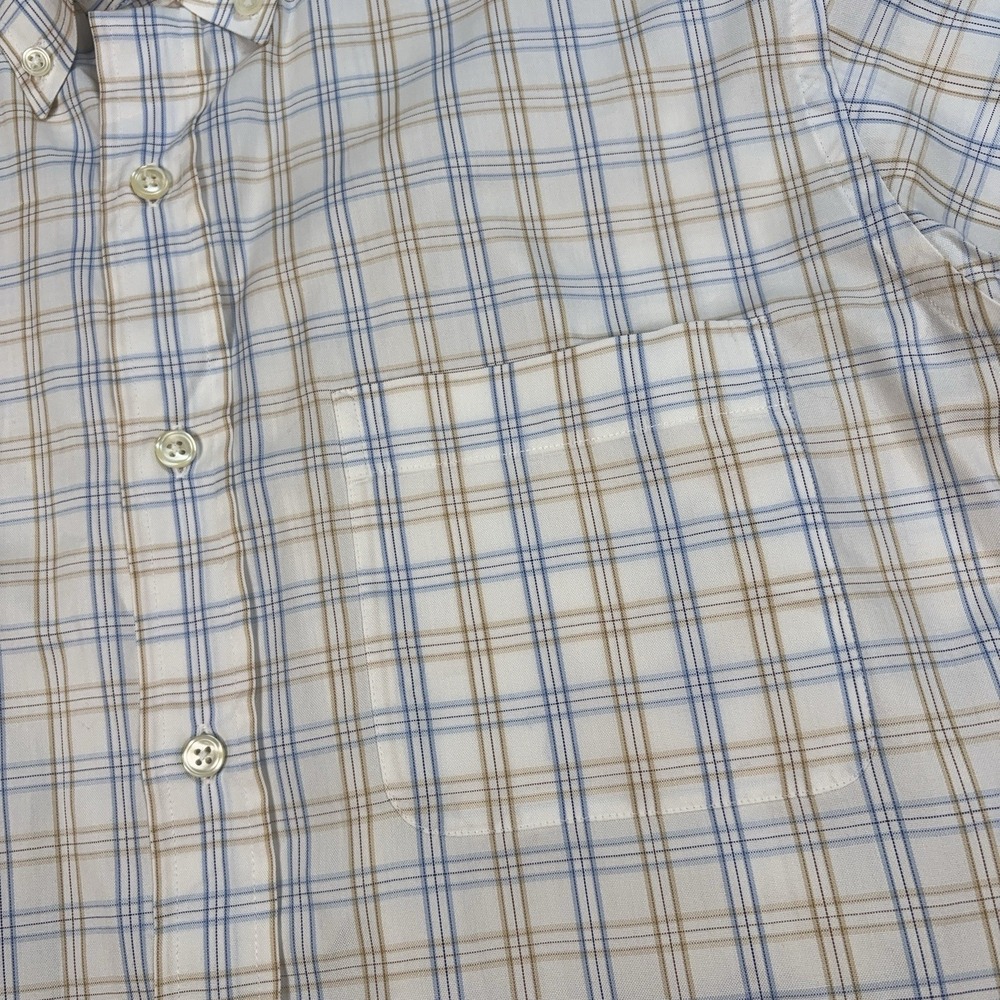 Dunhill Shirt Men's M Beige Plaid Check 100% Cotton Pocket Button Down‎ - Picture 5 of 14